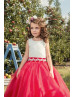 Two-tone Lace Tulle Corset Back Floor Length Flower Girl Dress